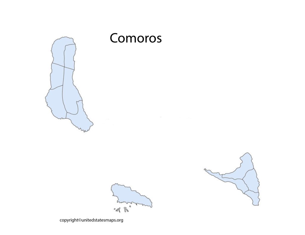 Blank Outline Map of Comoros