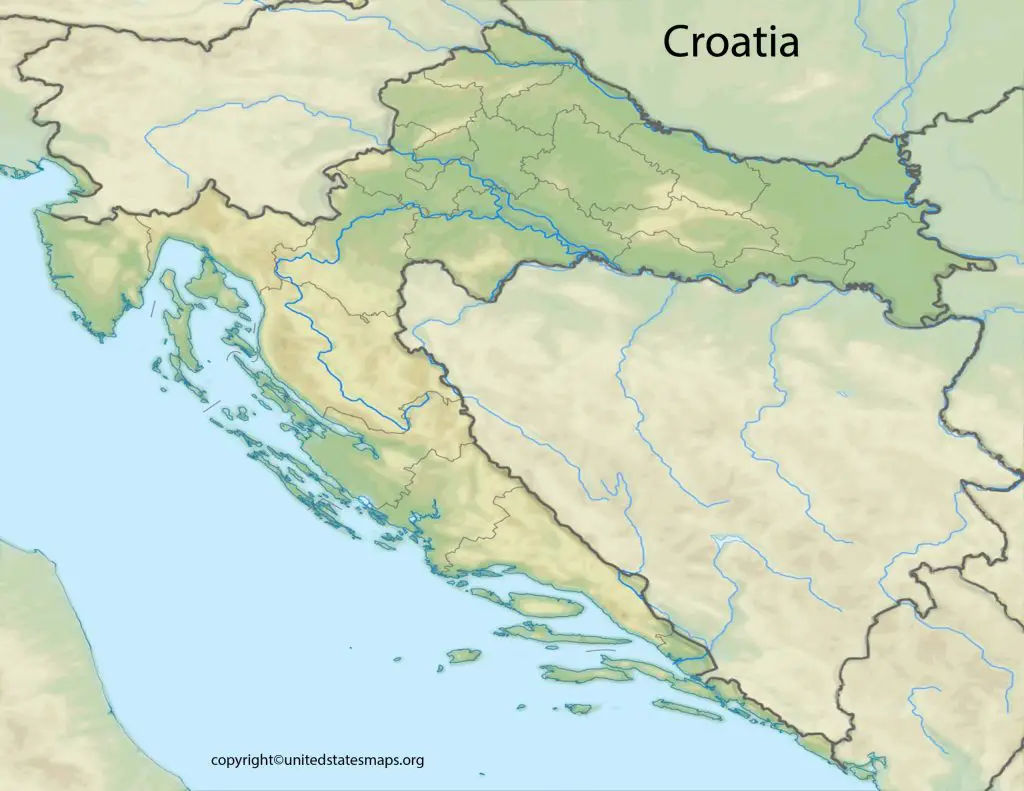 Blank Outline Map of Croatia