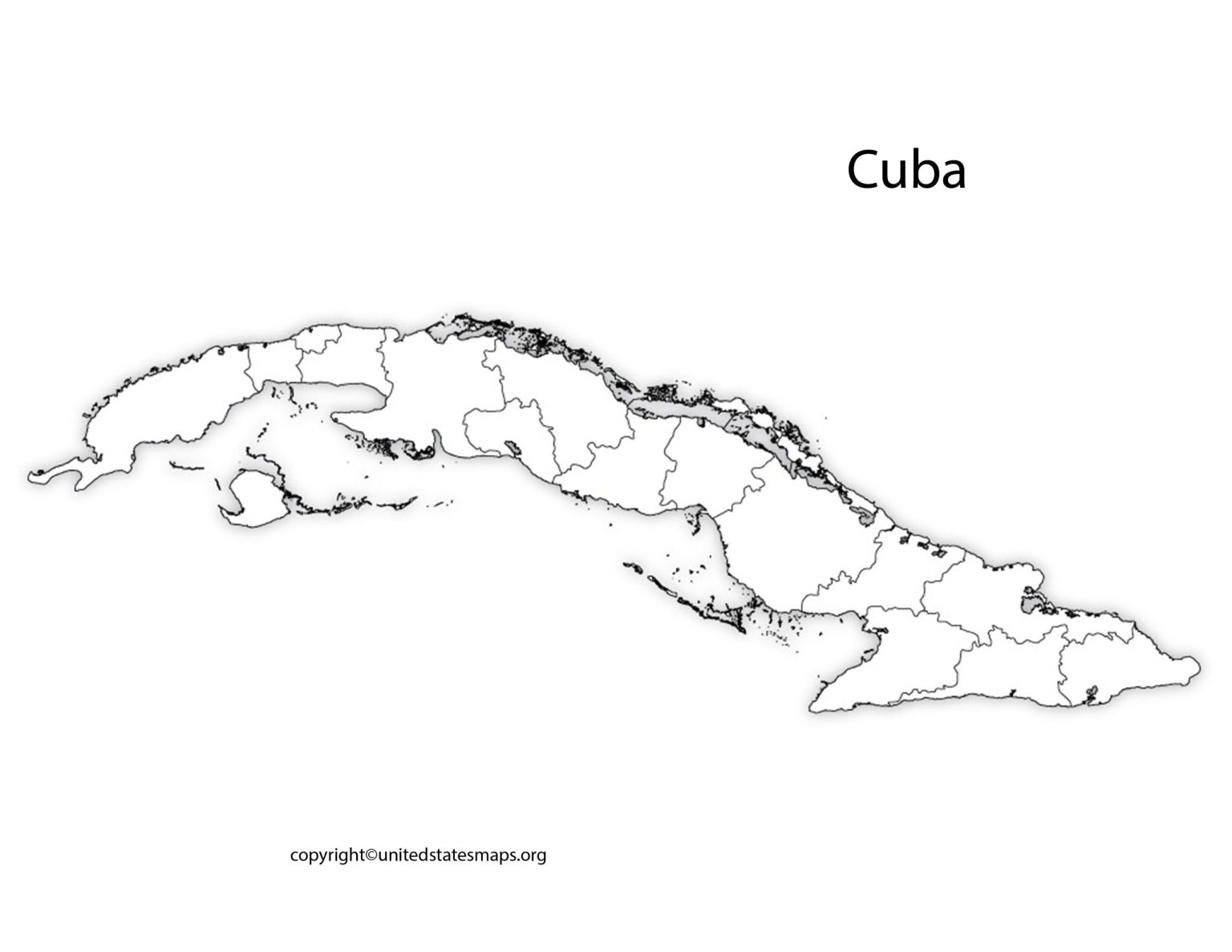 Blank Cuba Map | Blank Outline Map of Cuba