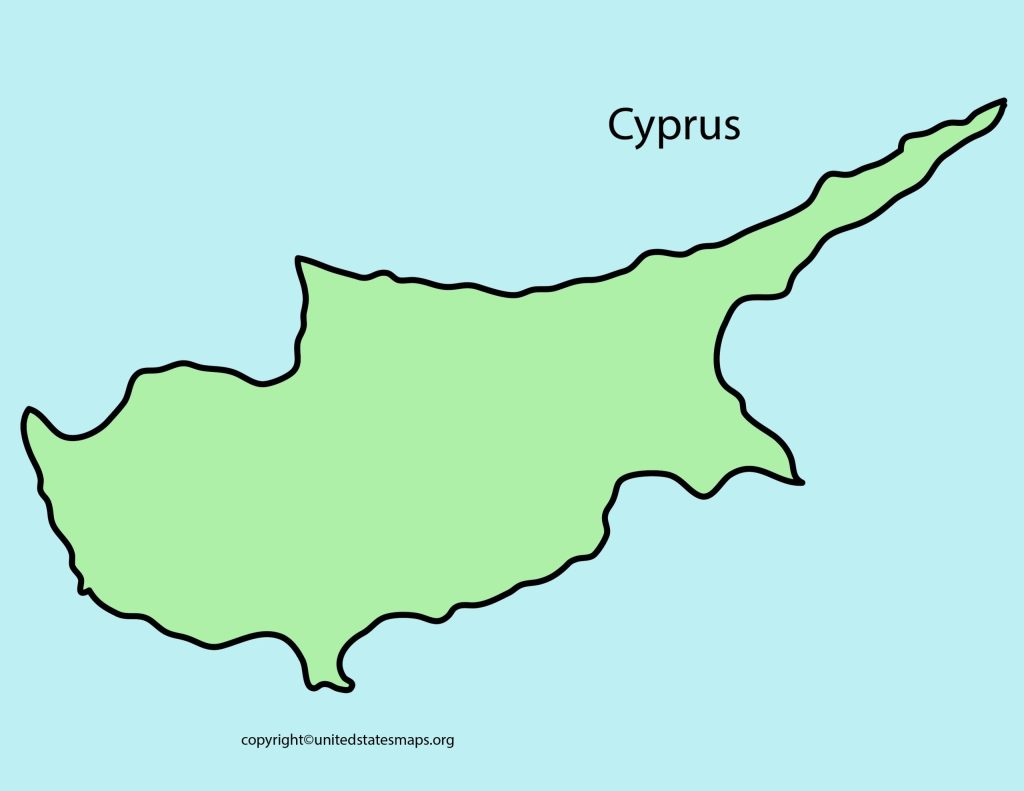 Blank Outline Map of Cyprus