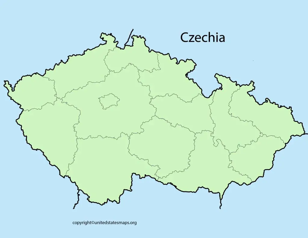 Blank Outline Map of Czechia