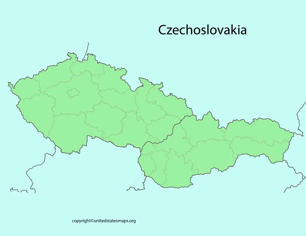 Blank Outline Map of Czechoslovakia