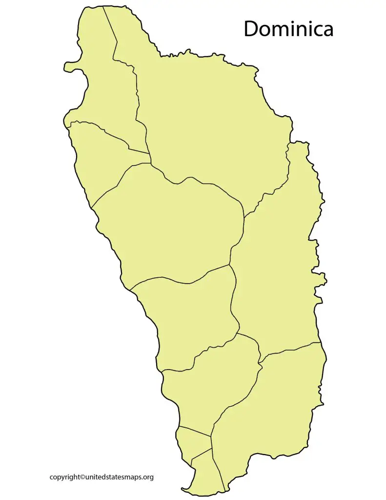 Blank Outline Map of Dominica