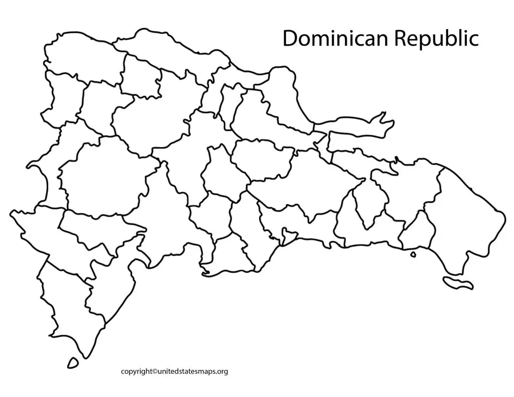 Blank Outline Map of Dominican Republic