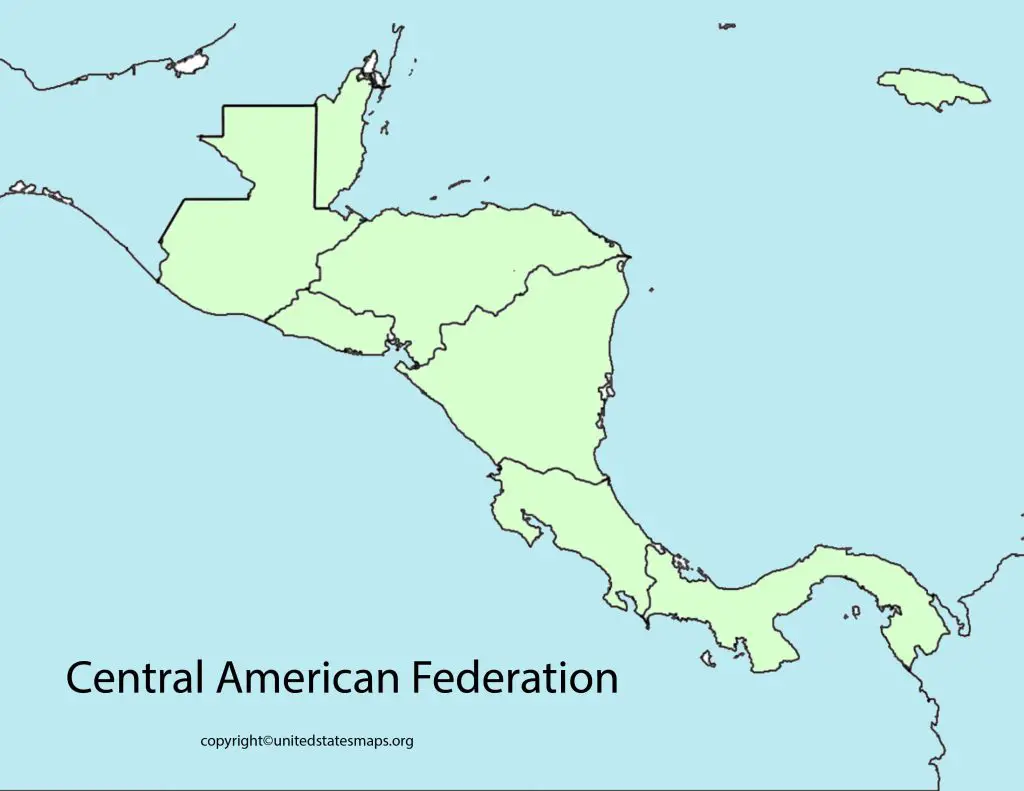 Blank Outline Map of Federal Republic of Central America