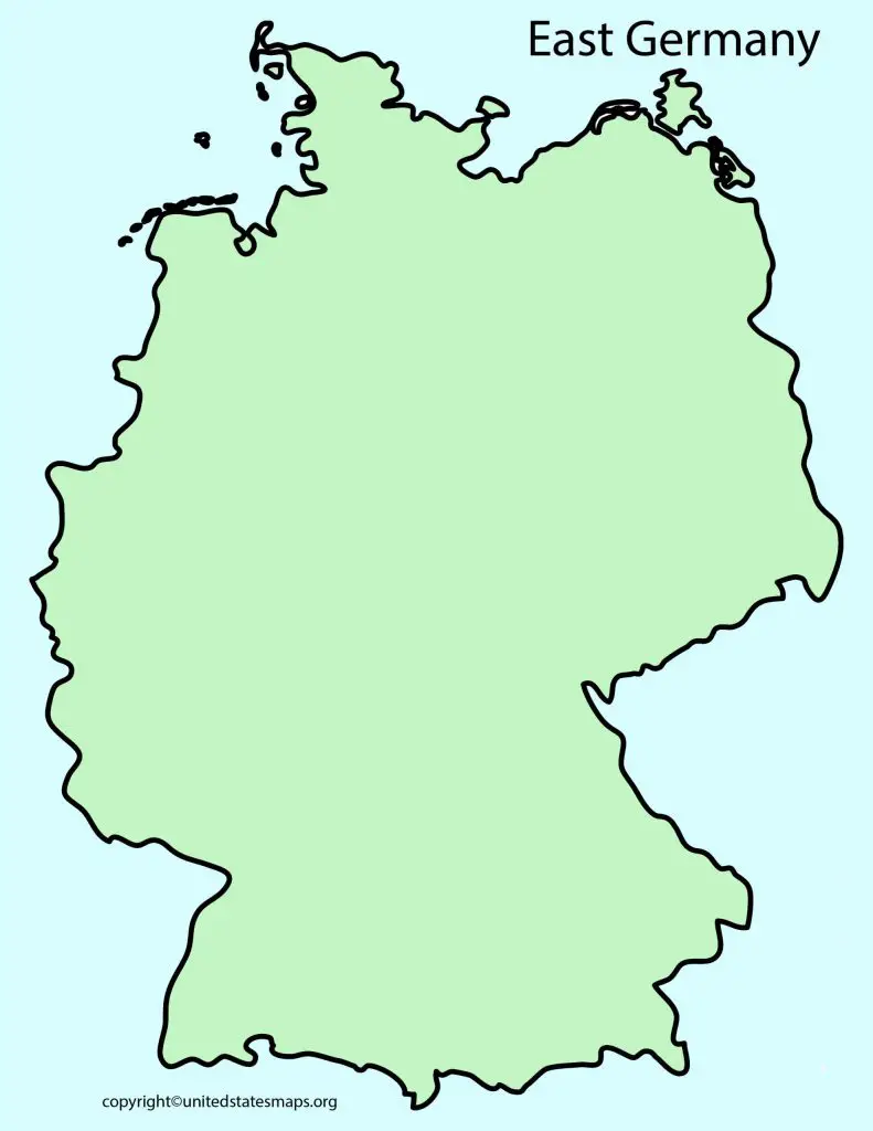 Blank Outline Map of German Democratic Republic