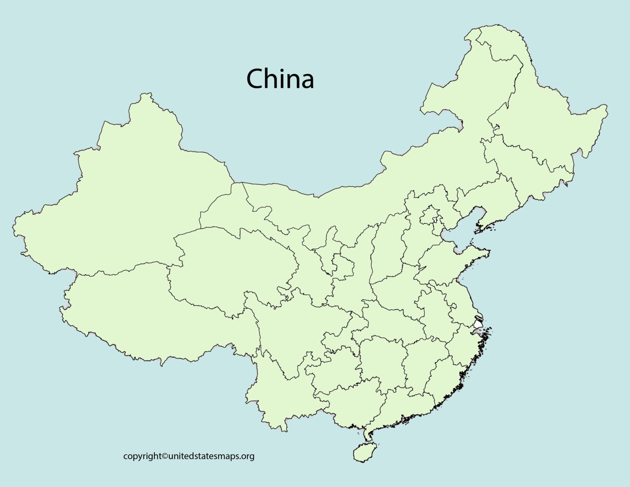 Blank China Map | Blank Outline Map of China