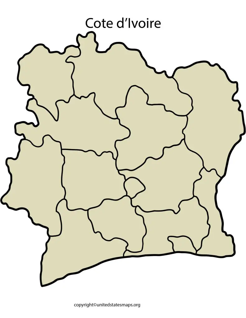 Cote d’Ivoire Map Blank