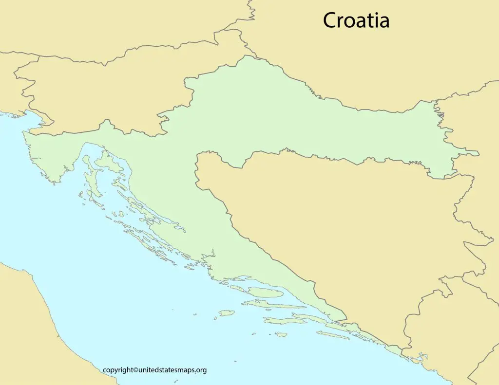 Blank Croatia Map | Blank Outline Map of Croatia