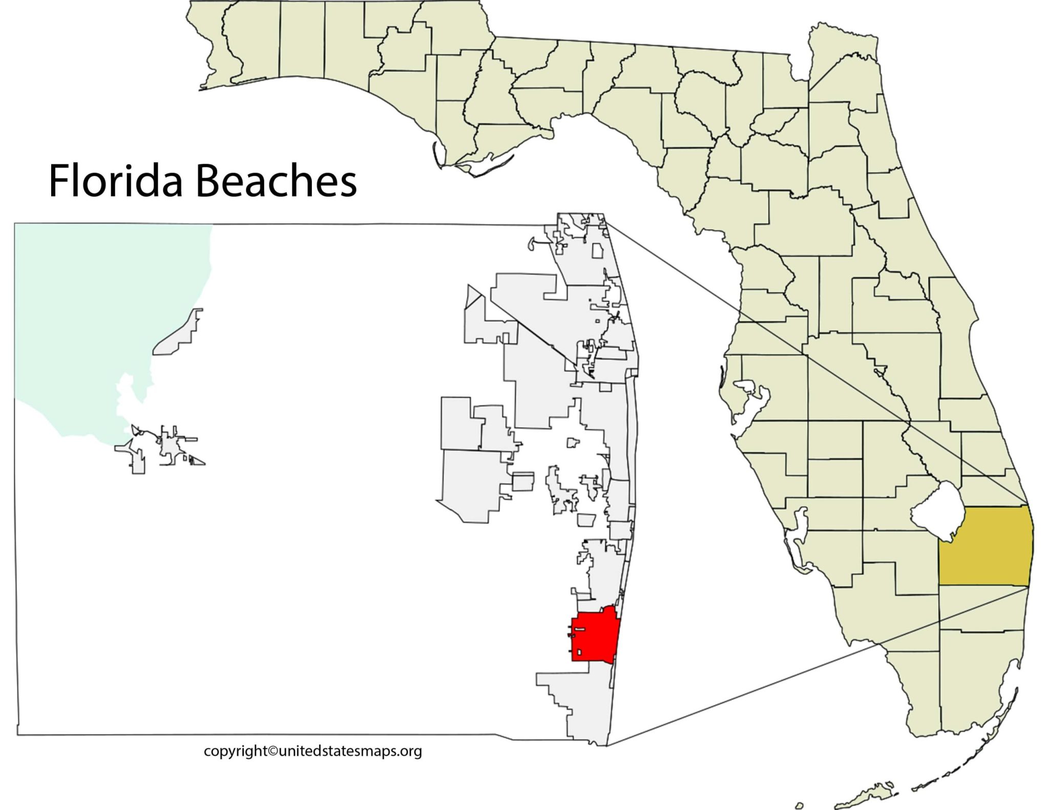 Florida Beaches Map | Map of Beaches in Florida