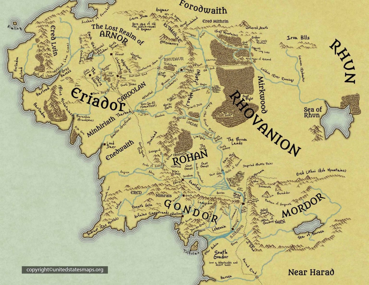 Middle Earth Map | Middle Earth World Map