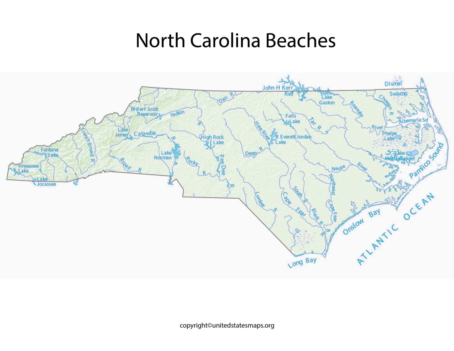 North Carolina Beaches Map | Map Of North Carolina Beaches