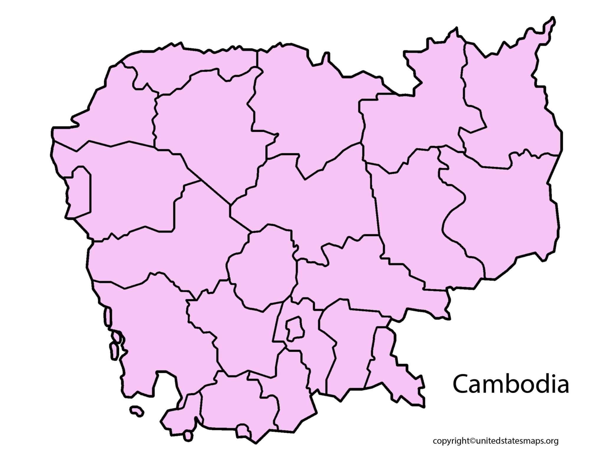 Blank Cambodia Map | Blank Outline Map of Cambodia