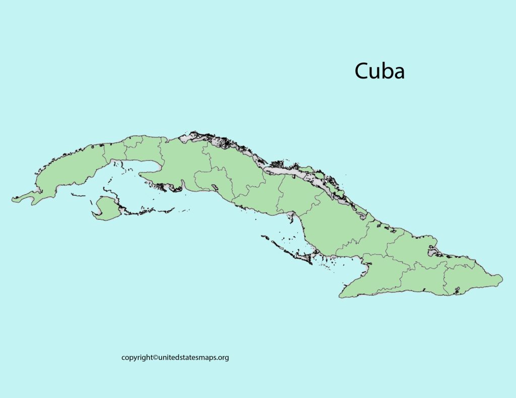Printable Blank Map of Cuba