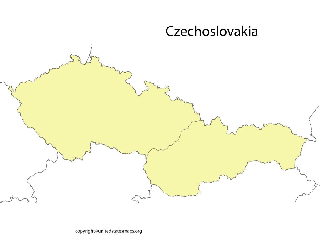 Printable Blank Map of Czechoslovakia