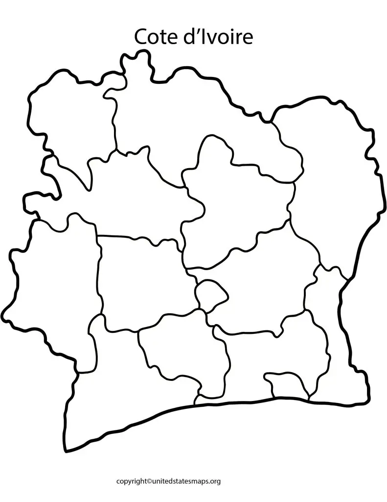blank map of Cote d'Ivoire