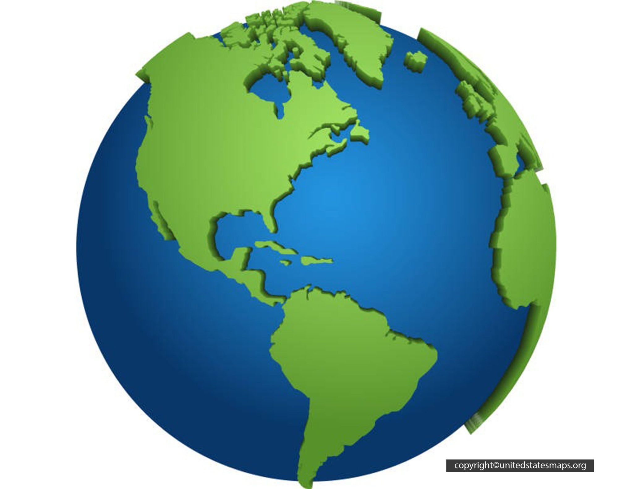 Earth Map 3D | 3D Map of the Earth [Printable PDF]