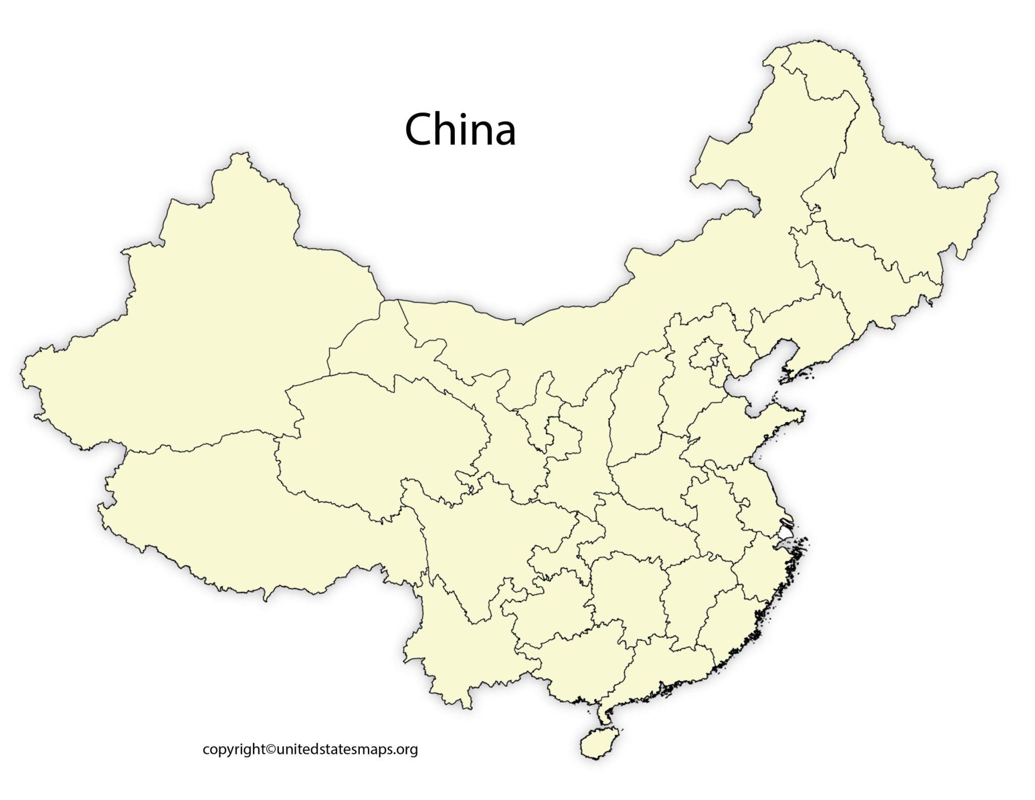 Blank China Map | Blank Outline Map of China