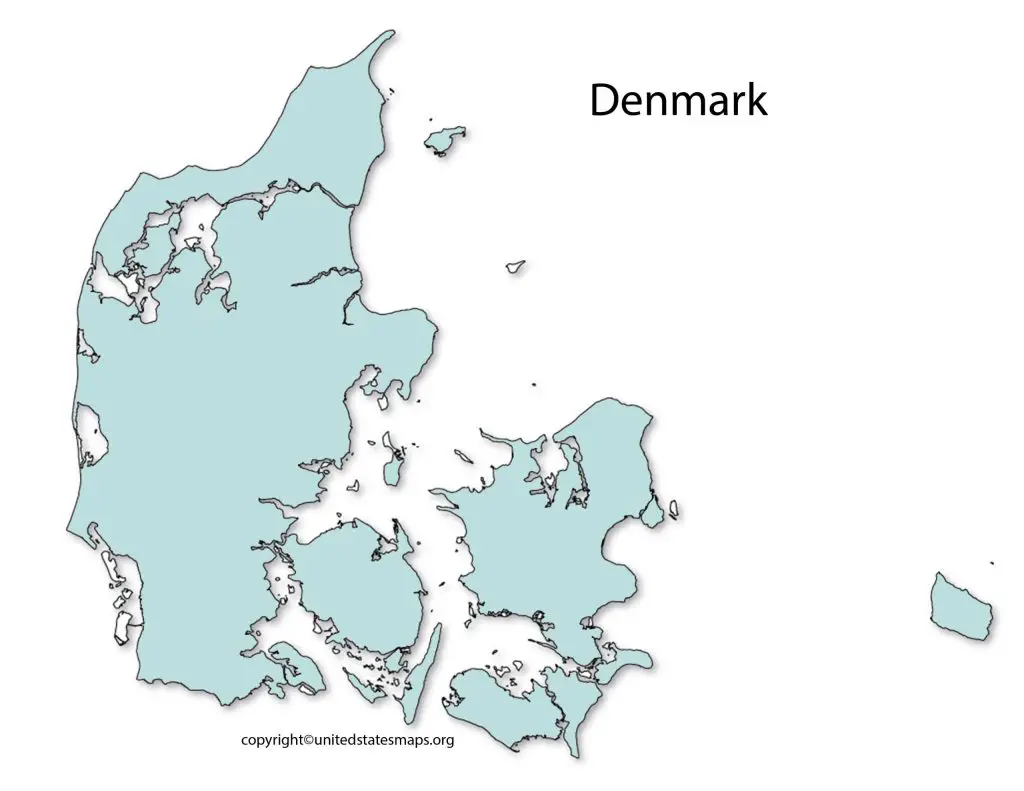 map of Denmark blank