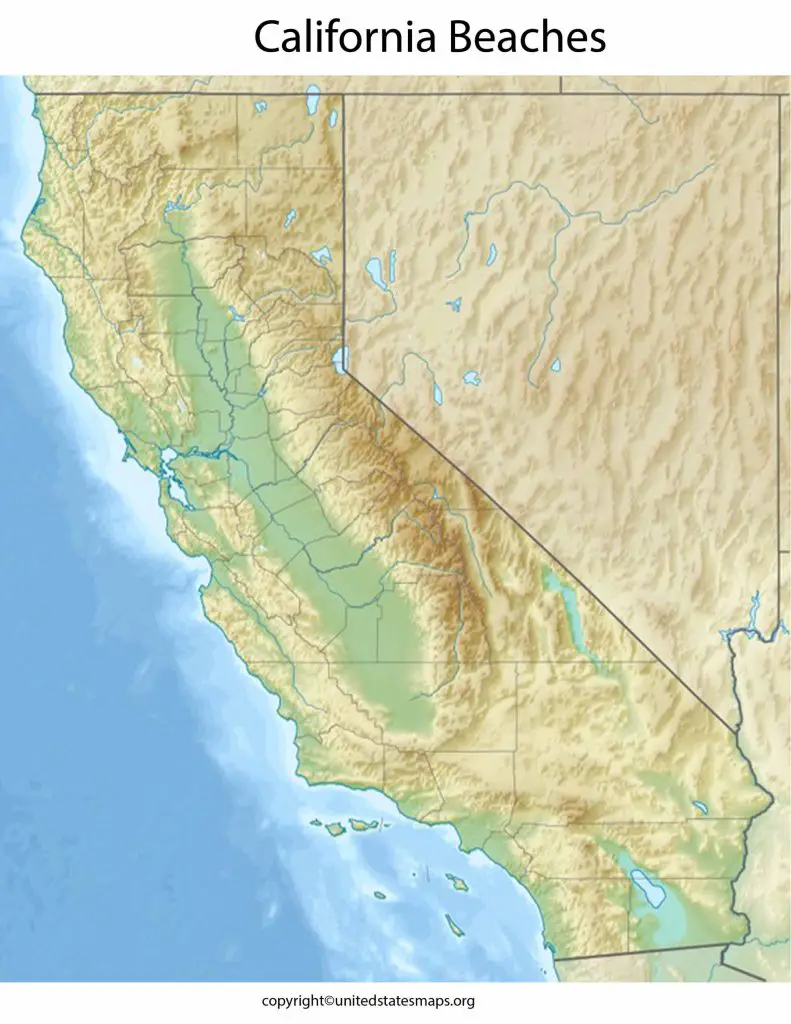 Beaches in California Map