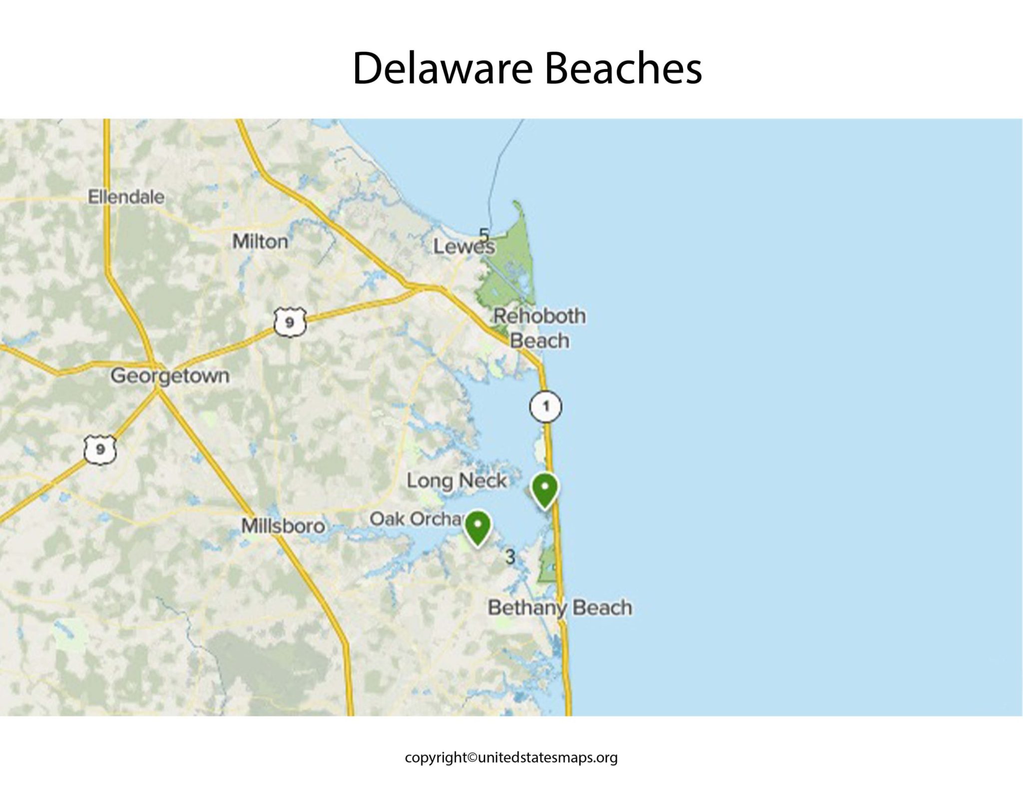 Delaware Beaches Map Map Of Delaware Beaches   Beaches In Delaware Map Scaled 1 2048x1582 