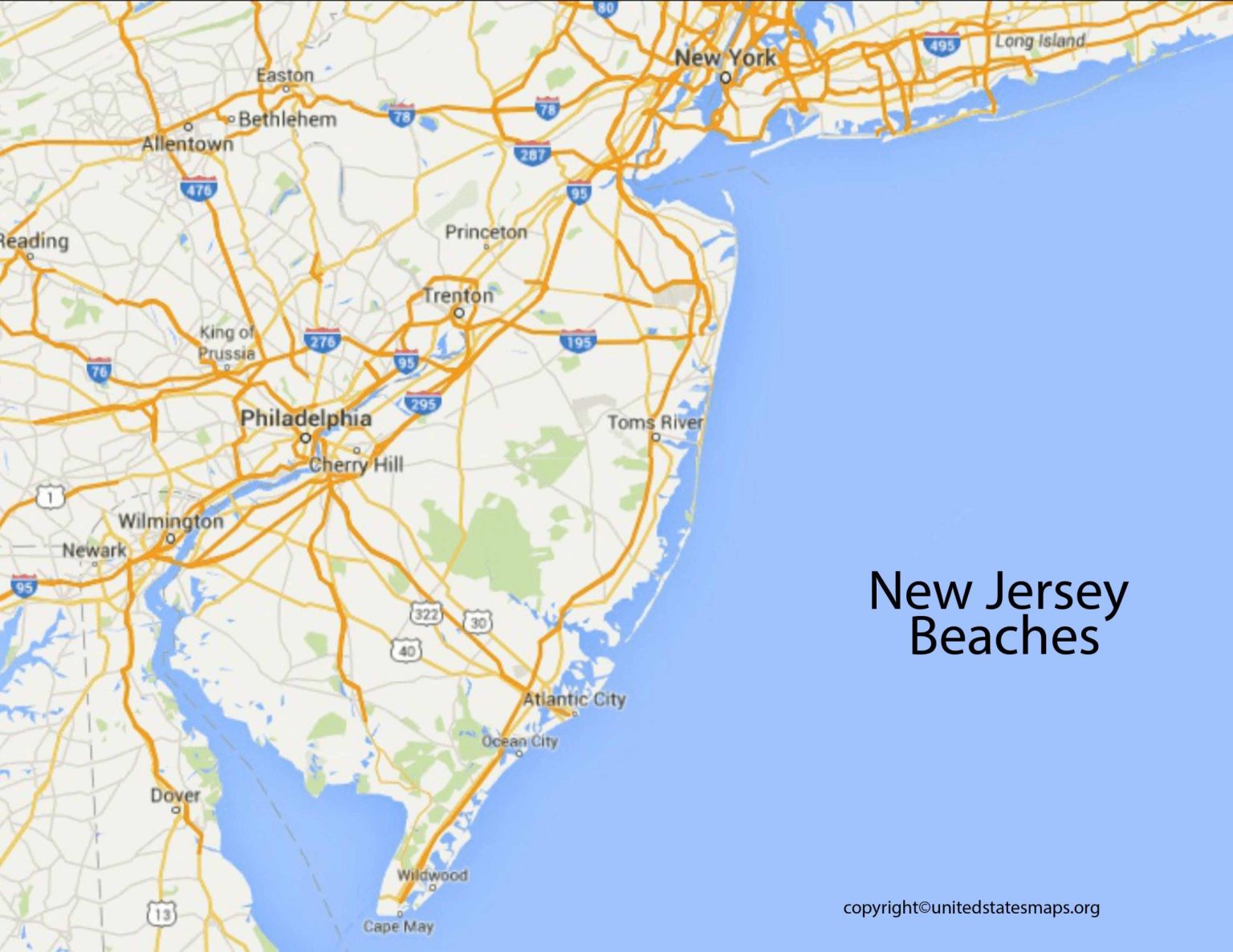 New Jersey Beaches Map 