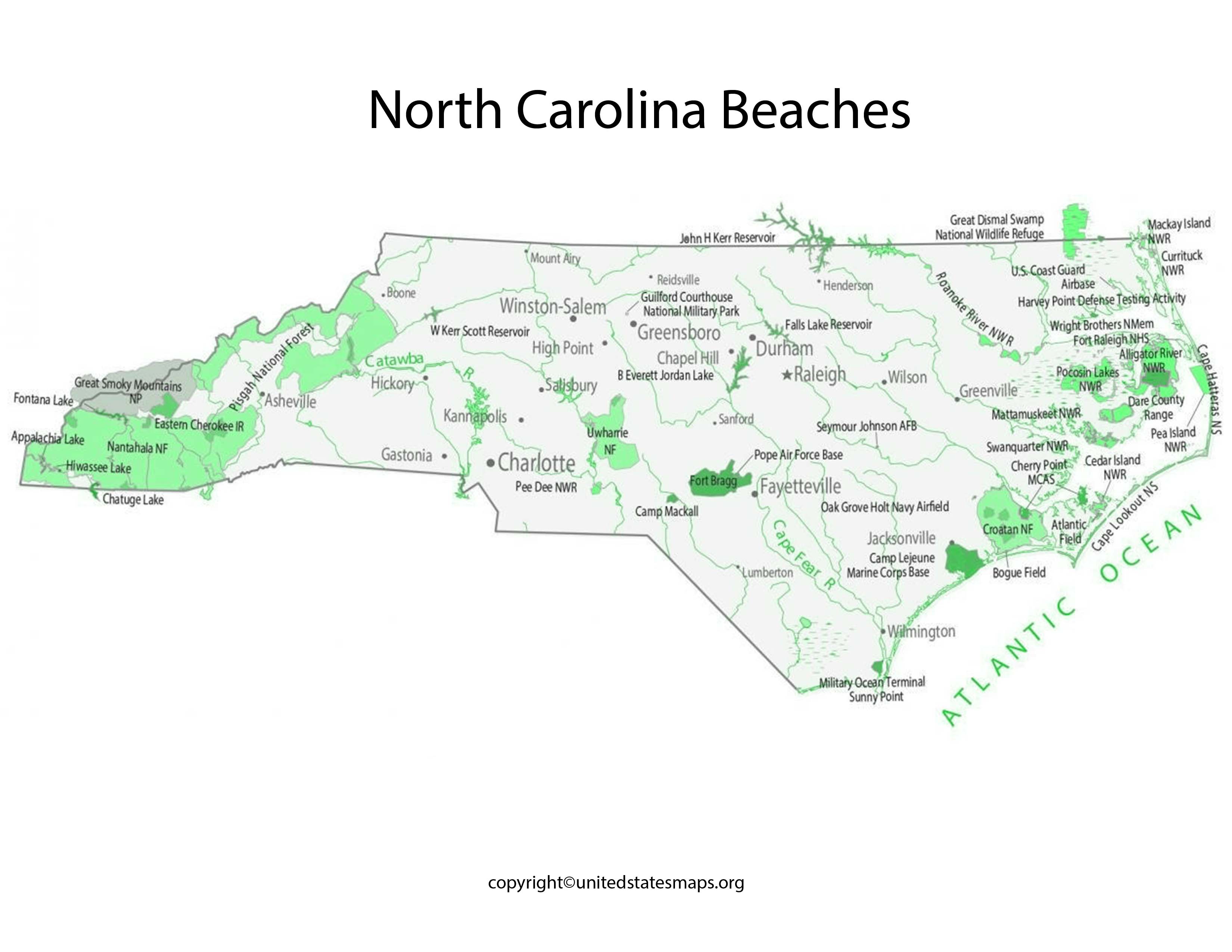 Beaches of North Carolina Map
