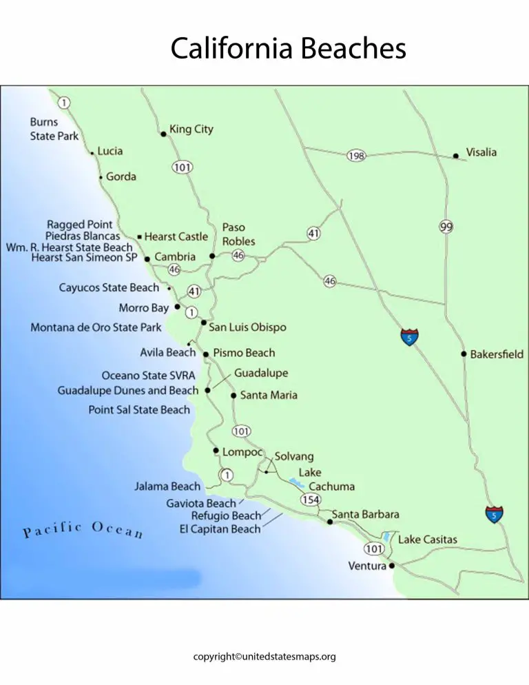 California Beaches Map Map of - California Beaches Map Scaled 1 768x994