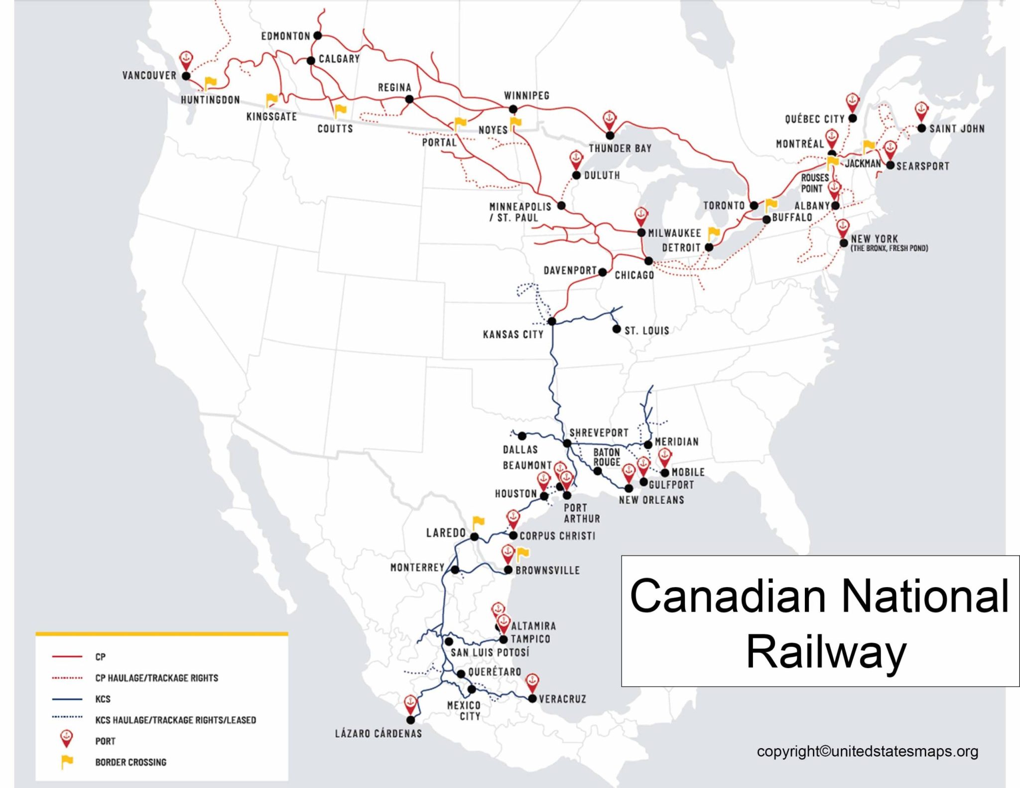 Canadian National Railway Map [Railroads Route System]