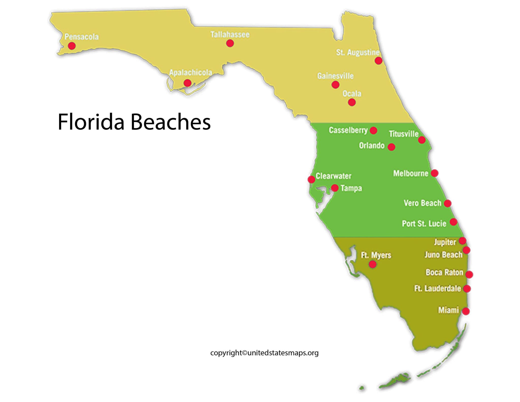 Florida Beaches Map | Map of Beaches in Florida