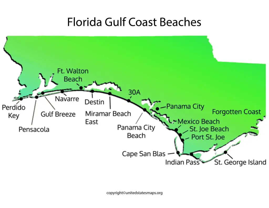 Florida Gulf Coast Beach Map