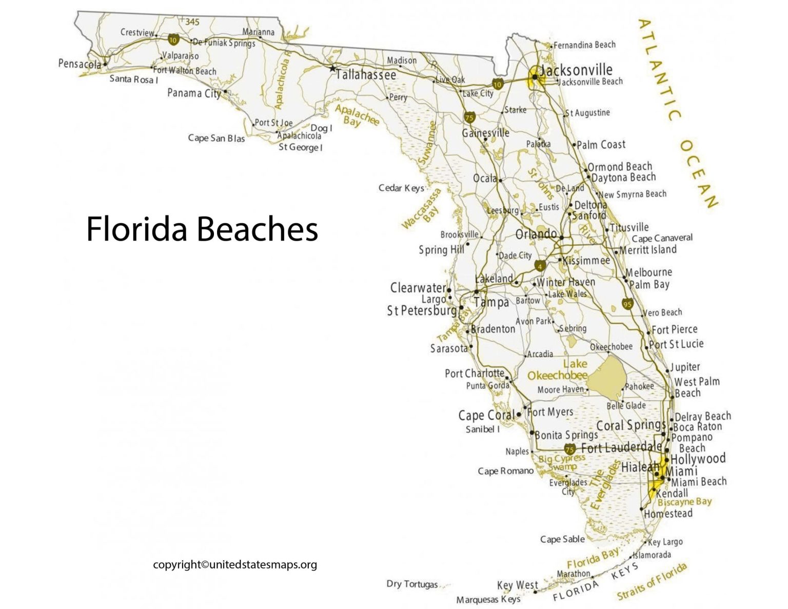 Florida Beaches Map Map of Beaches in Florida