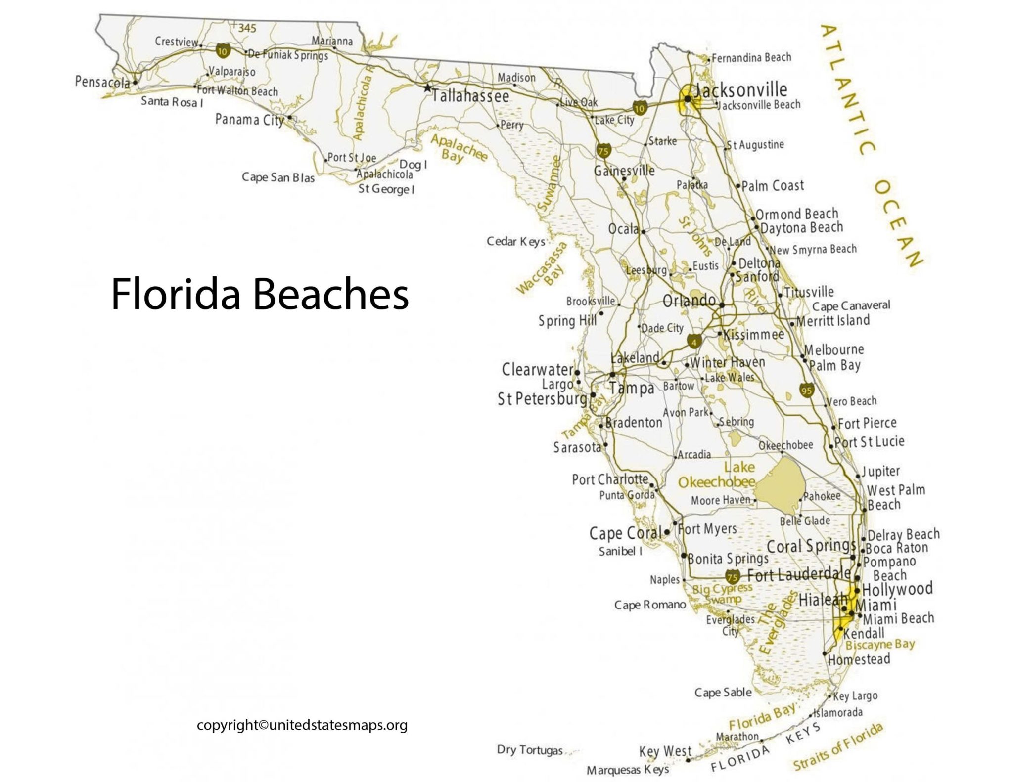 Florida Beaches Map | Map of Beaches in Florida