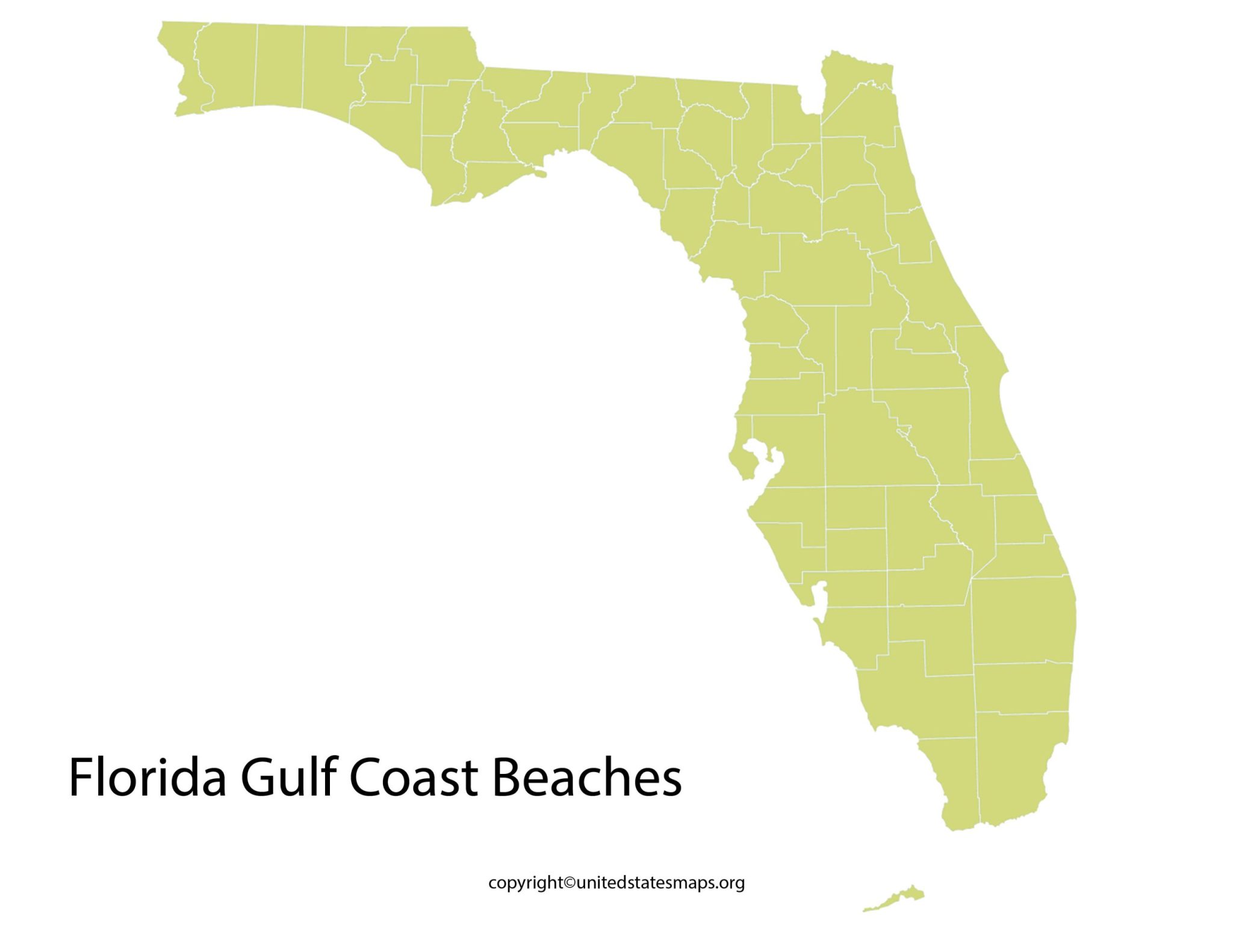 Florida Gulf Coast Beaches Map | Gulf Coast FL Beach Map