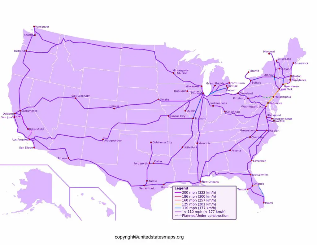 Map of Railways in USA