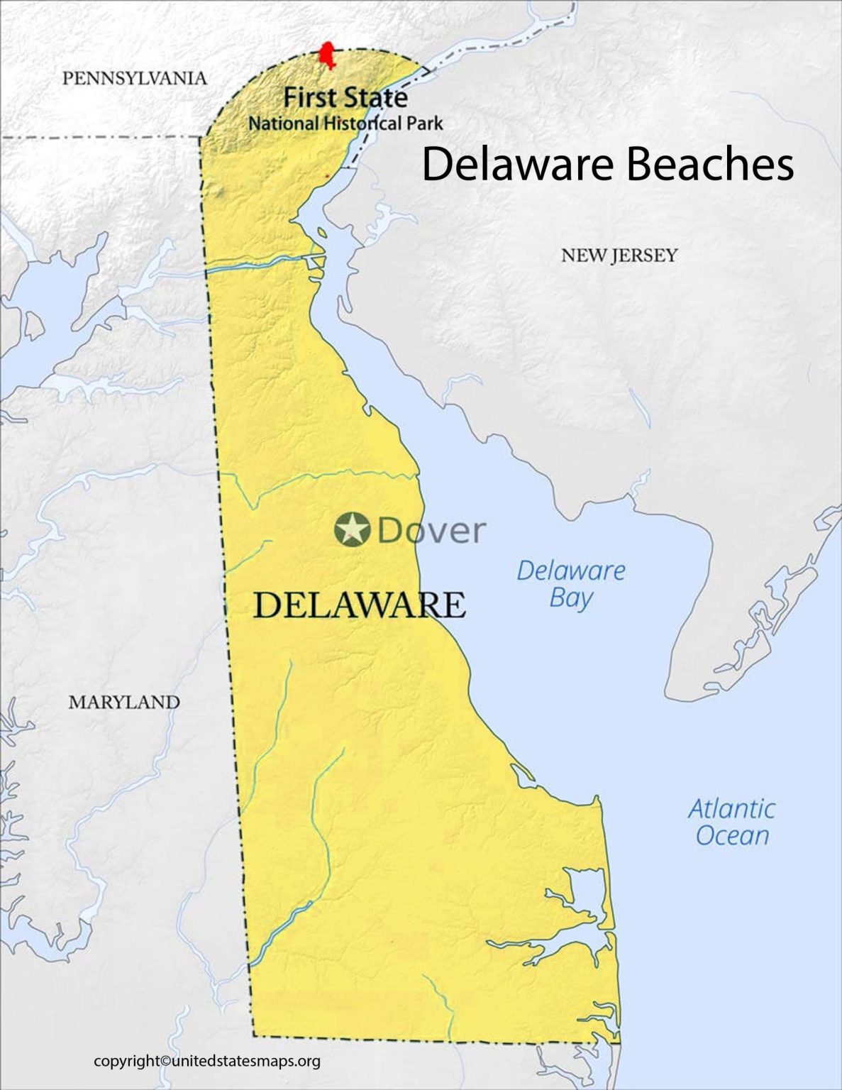 Delaware Beaches Map Map Of Delaware Beaches   Map Of Rehoboth Beach Delaware Scaled 1 1187x1536 