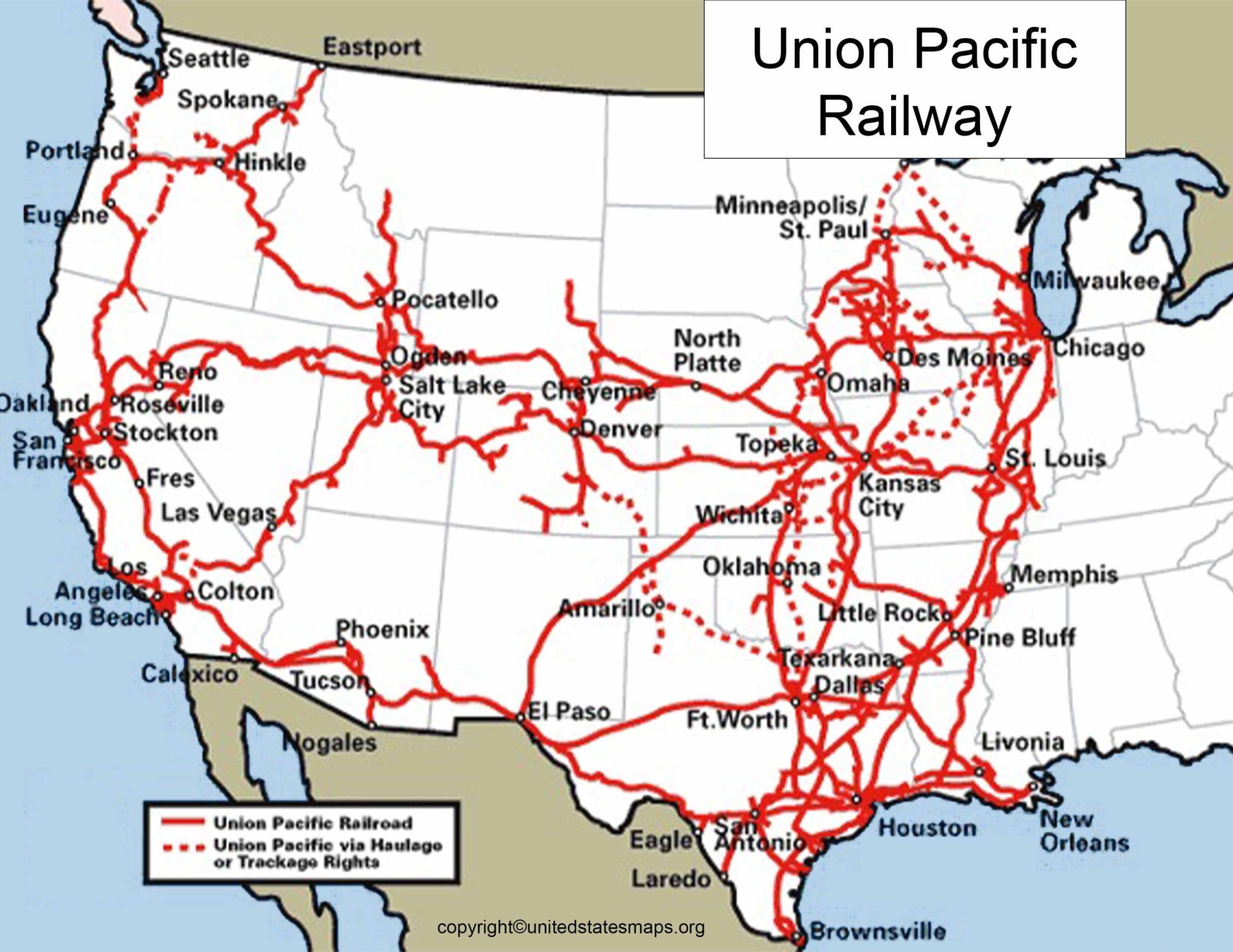 Union Pacific Railway Map [Railroad Routes & Divisions]