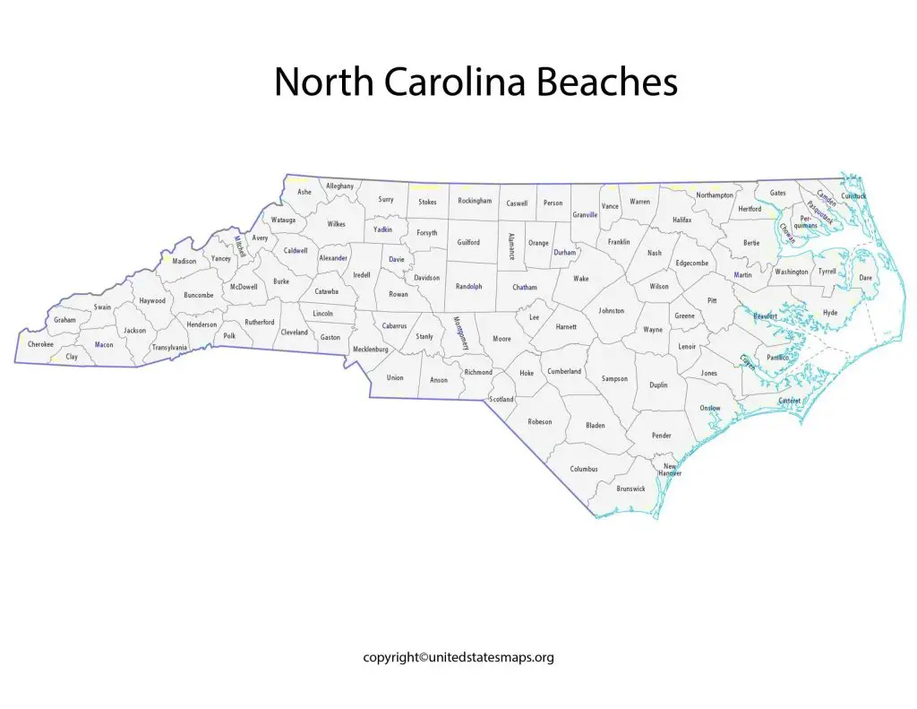 Map of North Carolina Beaches