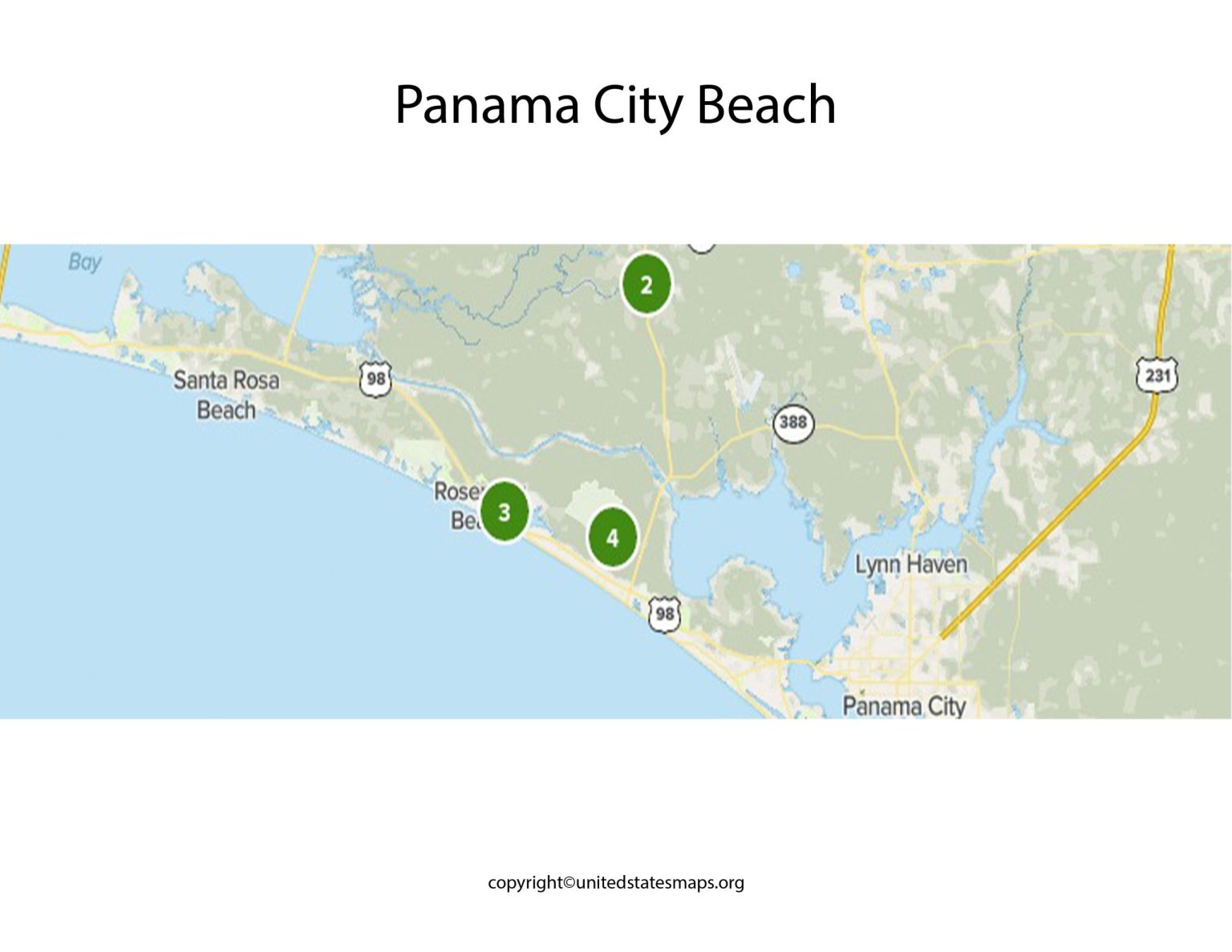 Panama City Beach Map | Map of Panama City Beach Florida