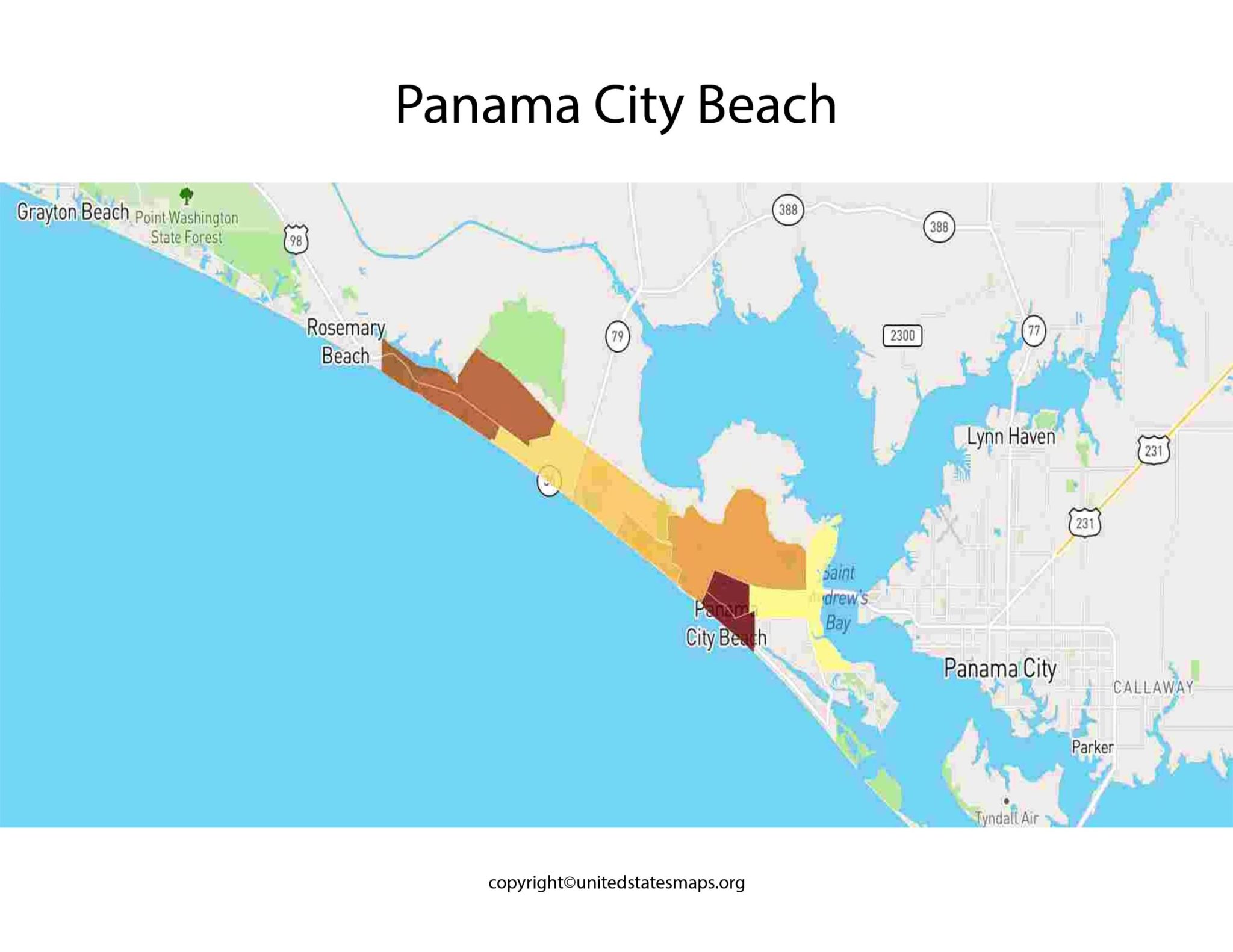 Panama City Beach Map Map Of Panama City Beach Florida 3413