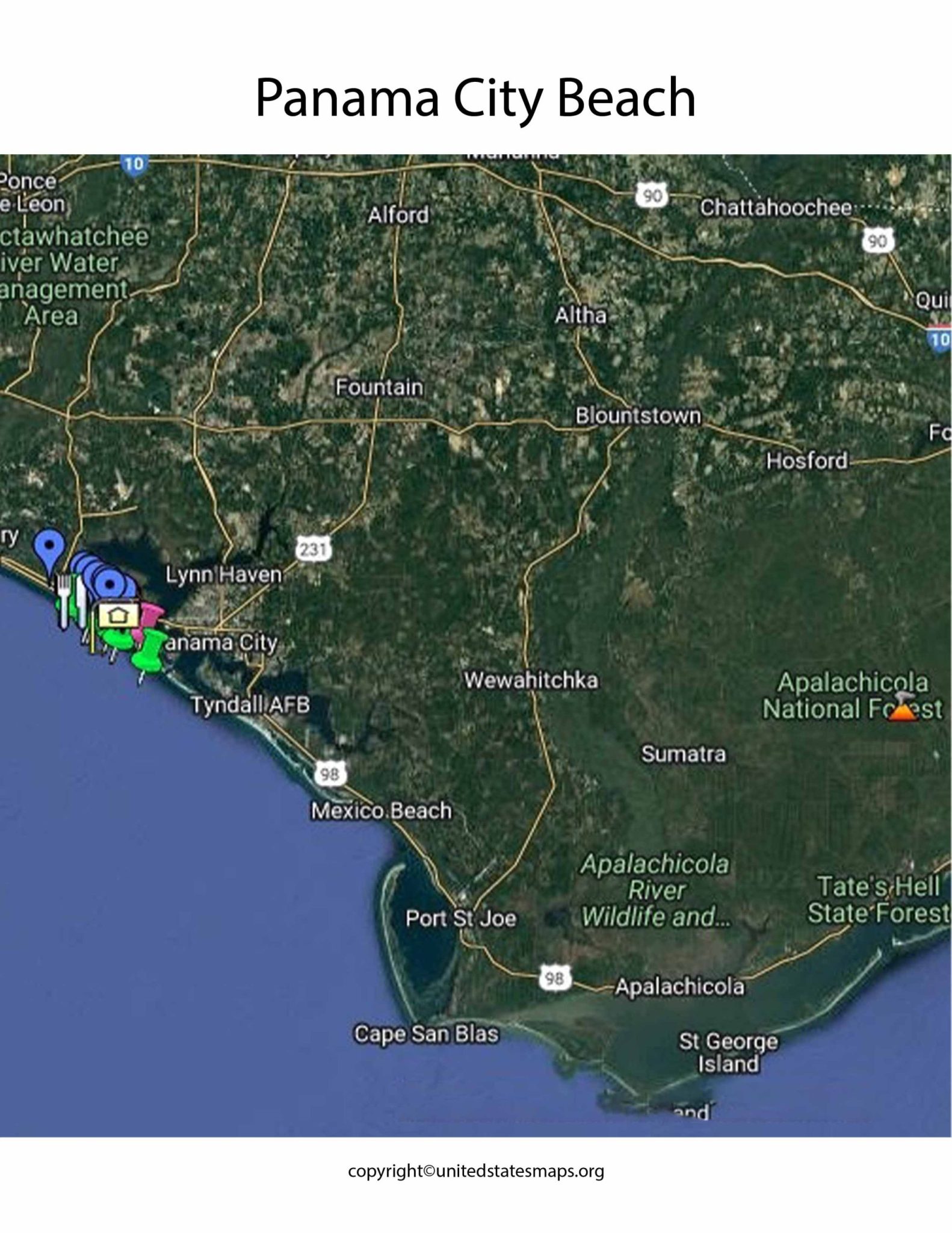 Panama City Beach Map | Map of Panama City Beach Florida