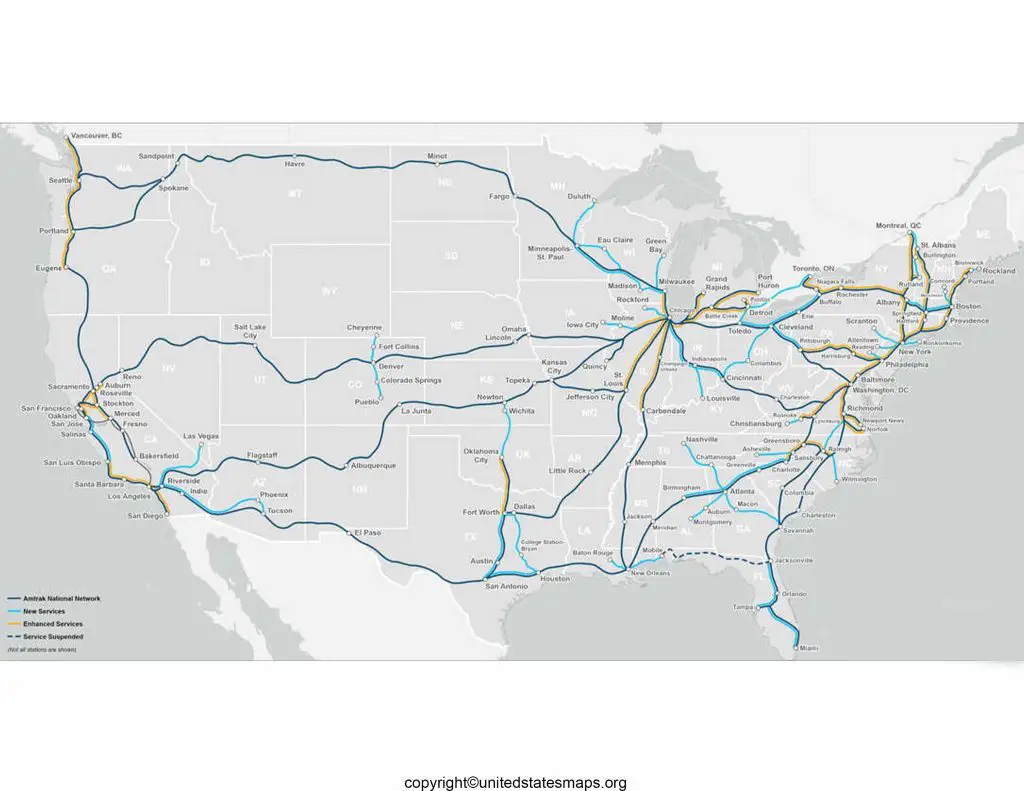 United States Railway Map