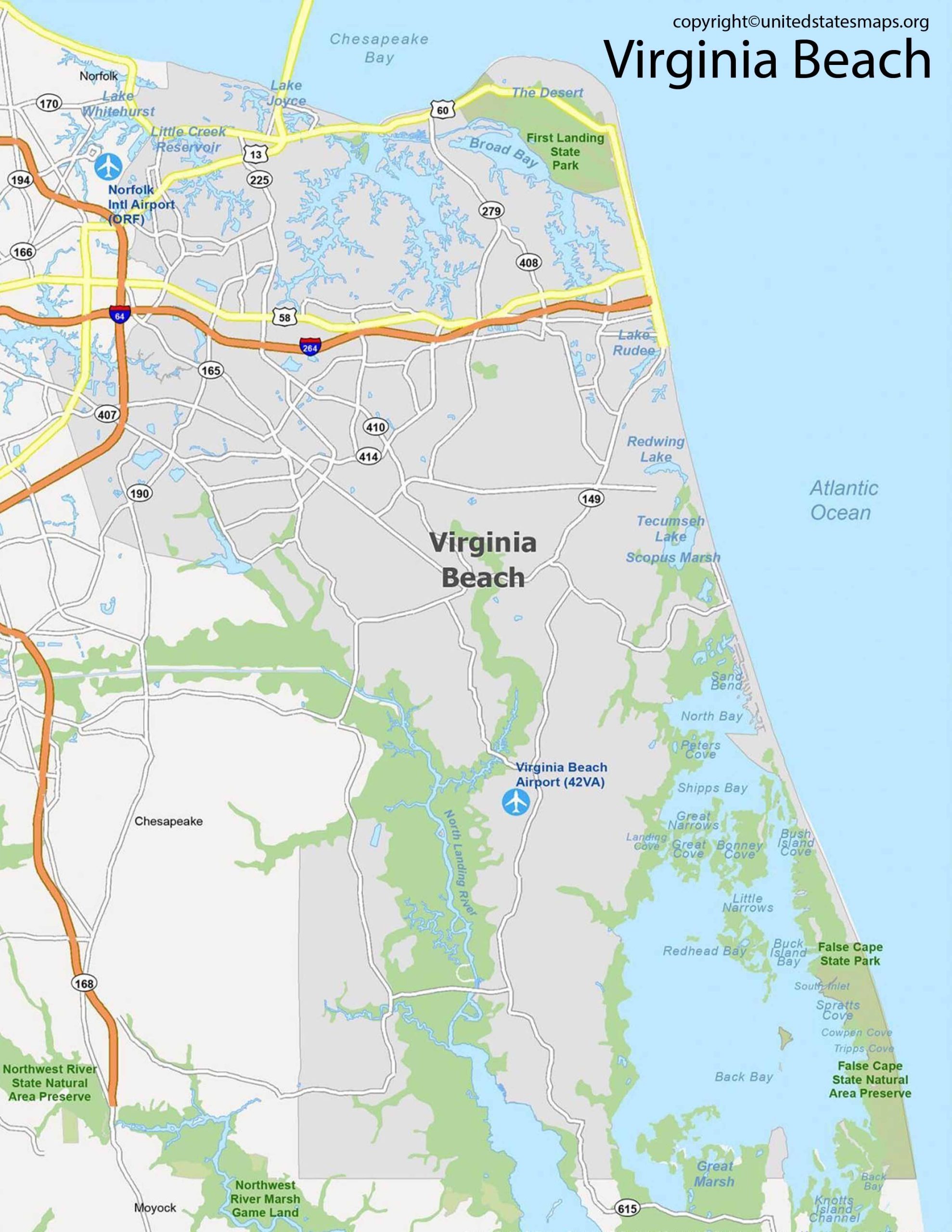 Virginia Beach Map | Map of Virginia Beaches